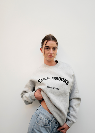 Ella Brooks Oversized SweatShirt - Grey Melange/Black