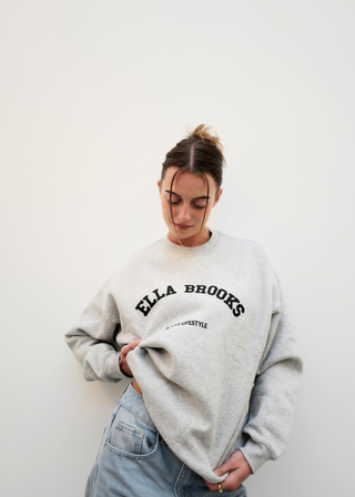 Ella Brooks Oversized SweatShirt - Grey Melange/Black