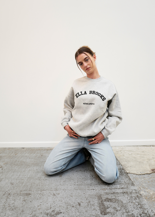 Ella Brooks Oversized SweatShirt - Grey Melange/Black