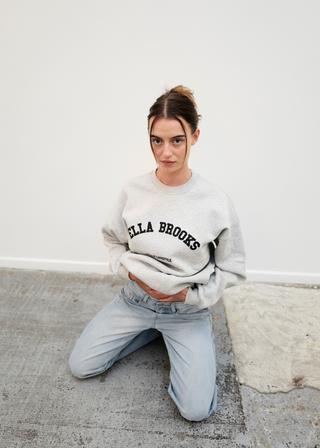 Ella Brooks Oversized SweatShirt - Grey Melange/Black