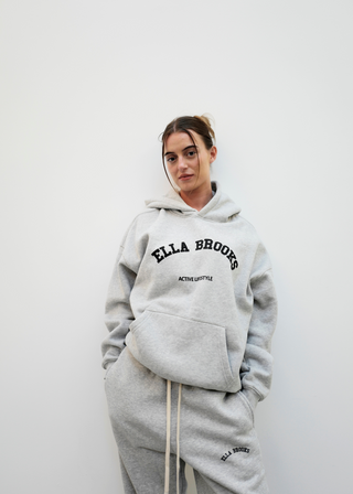 Ella Brooks Oversized Hoodie - Grey Melange/Black